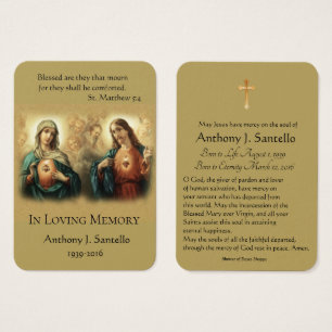 Vierge Marie et carte sainte commémorative funèb