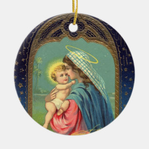Vierge Marie et ornement de Noël de Jésus de bébé