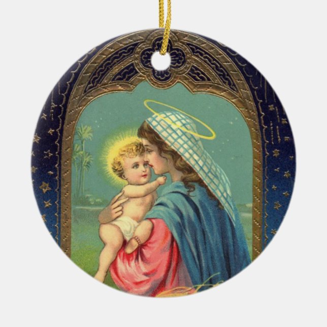 Vierge Marie et ornement de Noël de Jésus de bébé (Devant)