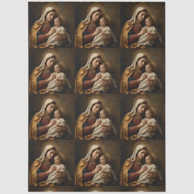 VIerge Marie et papier de soie découpé Jésus (Recto)