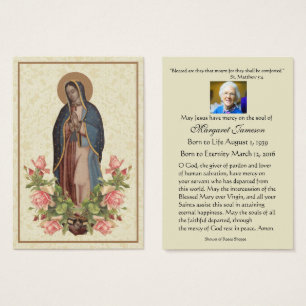 Vierge Marie Guadalupe Prière funéraire Carte Sain