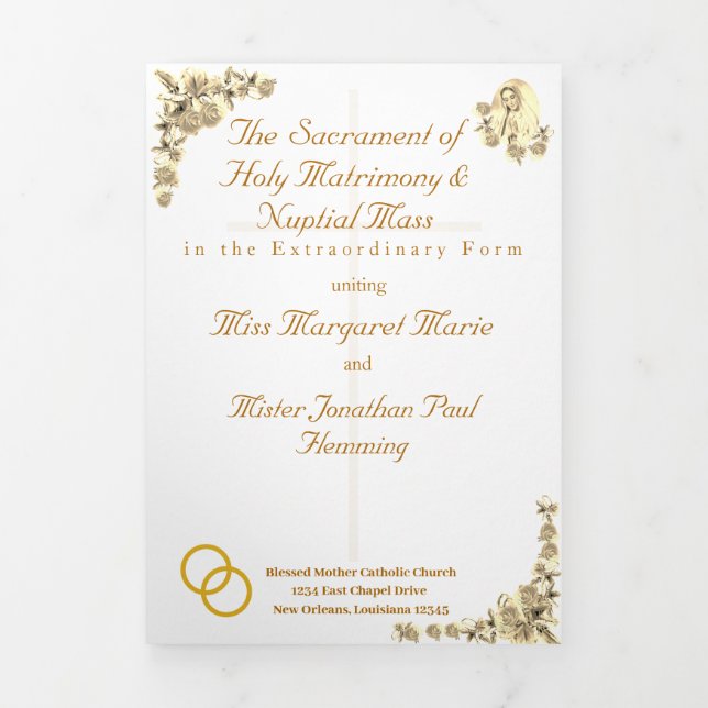 Vierge Marie Traditionnelle Messe latine Programme (Page de couverture)