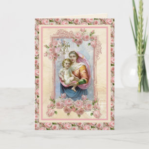 Vierge religieuse Marie Jésus Carte Vintage cathol