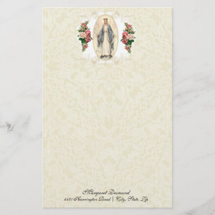 Vierge religieuse Marie Roses catholiques Vintages