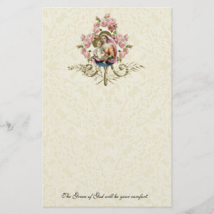 Vierge religieuse Marie Roses catholiques Vintages