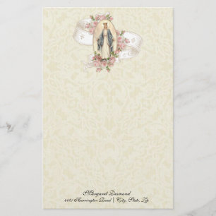 Vierge religieuse Marie Roses catholiques Vintages