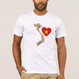 Vietnam Flag Heart and Map T-Shirt