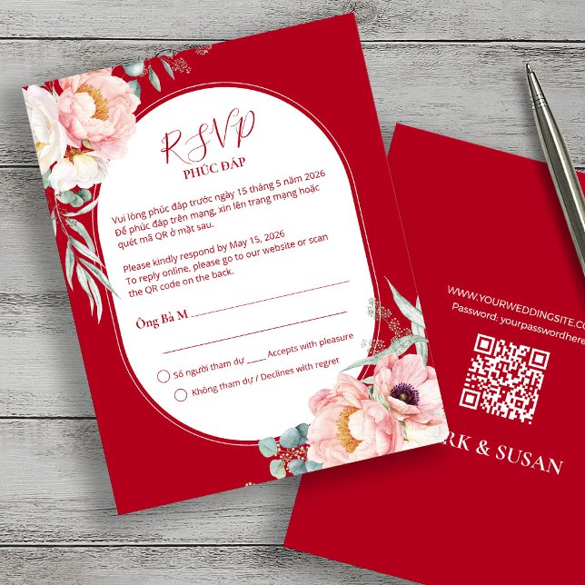 Vietnamese Song Hy Peony RSVP with code QR (Créateur téléchargé)