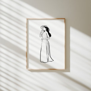 Vietnamienne Ao Dai Femme avec Poster Non La Ink