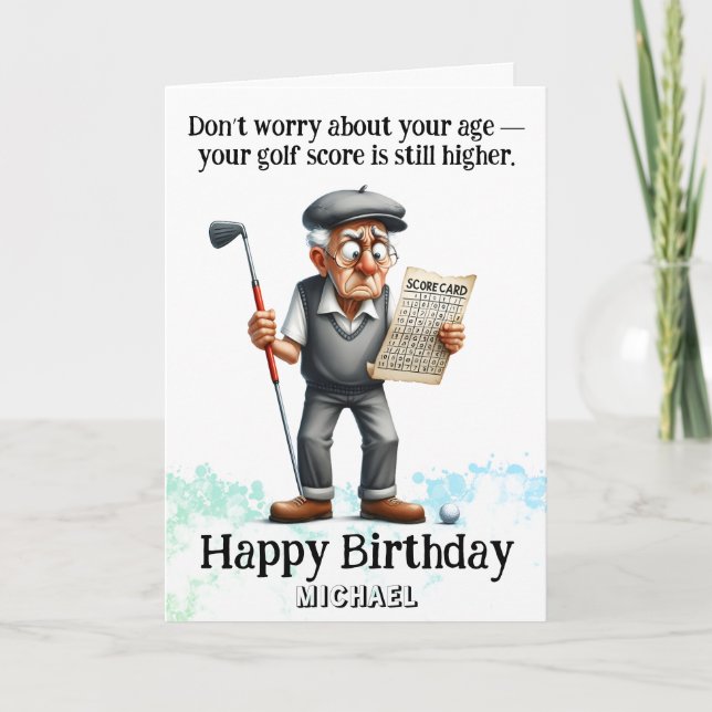 *~* Vieux âge Homme AP94 Golf Carte d'anniversaire (Devant)