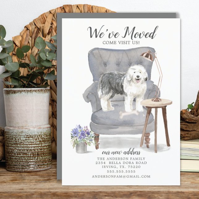 Vieux anglais Sheepdog Moving Faire-part (Créateur téléchargé)