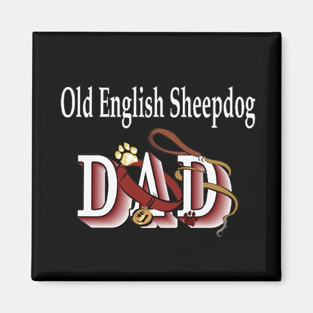 vieux anglais SHEEPDOG papa Magnet (Devant)