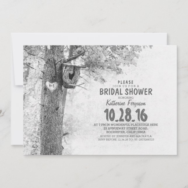 vieux arbre rustique pays nuptiale invitations (Devant)