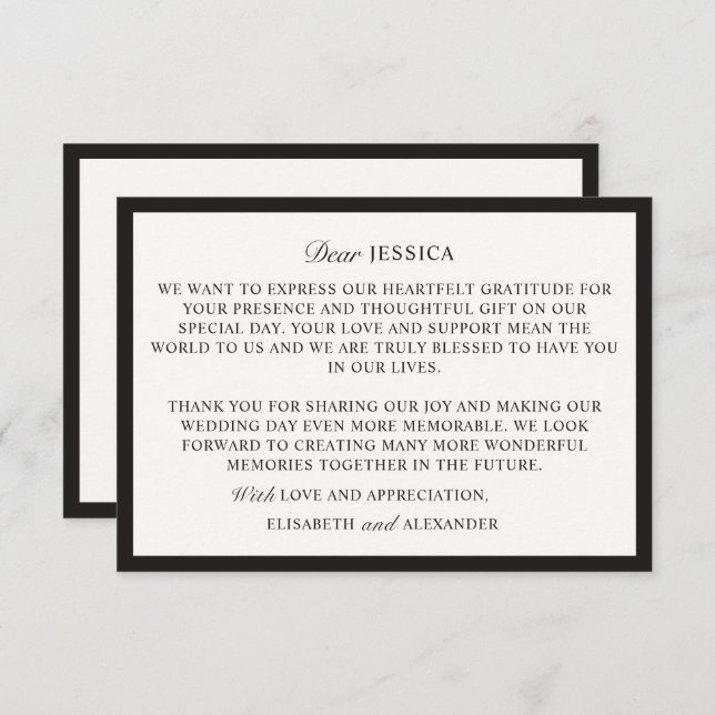 Vieux argent, Carte de remerciements Mariage blanc (Devant / Derrière)