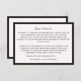 Vieux argent, Carte de remerciements Mariage blanc