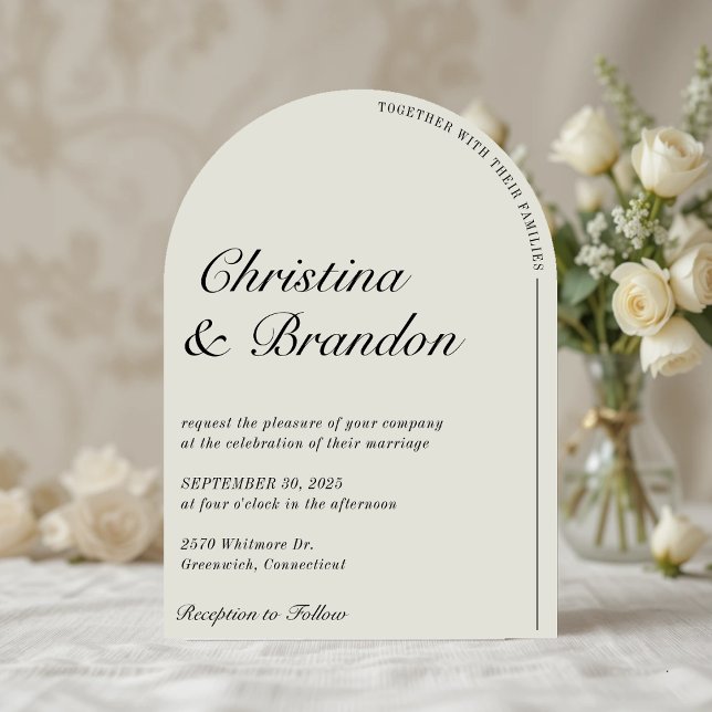 Vieux argent minimaliste Ecru White Faire-part de  (Old Money Minimalist Ecru White Wedding Invitation
)