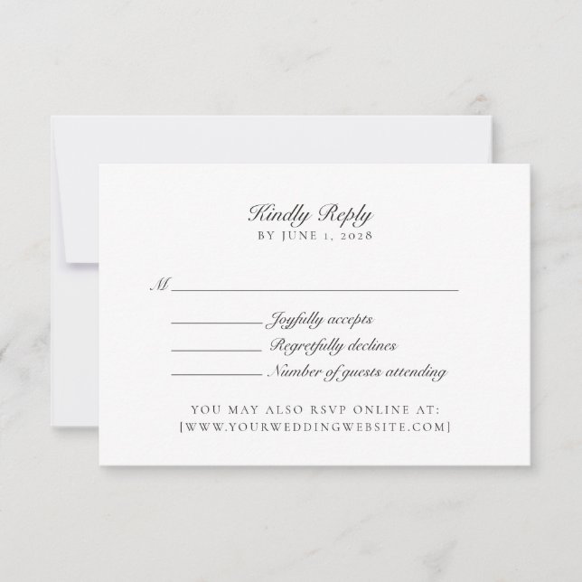 Vieux argent, Neutre/Transparent bg, Mariage Rsvp (Devant)
