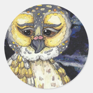 Vieux autocollants sages de hibou
