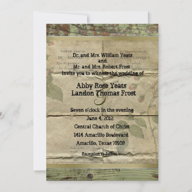 Vieux bois, invitations françaises vintages de (Devant)