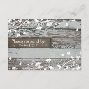 Vieux bois RSVP avec l'enveloppe--blanc