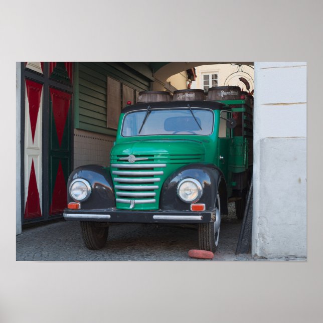 Vieux camion avec bière - affiche (Devant)