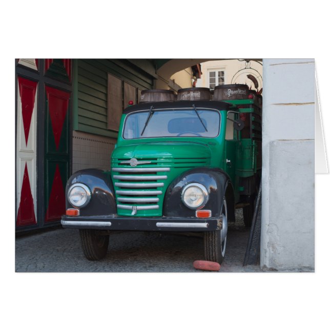 Vieux camion avec bière - Carte (Devant horizontal)