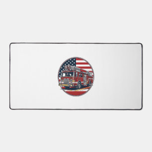 Vieux Camion de Pompiers Drapeau Américain Cercle