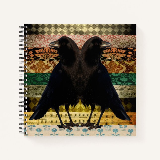 Vieux Carnet de spirale de Damask Crows (Devant)