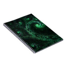 Vieux Carnet fractal spiral vert et noir
