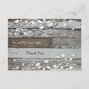 Vieux carte de remerciements plat en bois avec