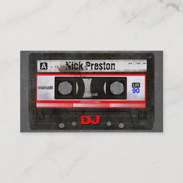 Vieux carte de visite du DJ de cassette (Devant)