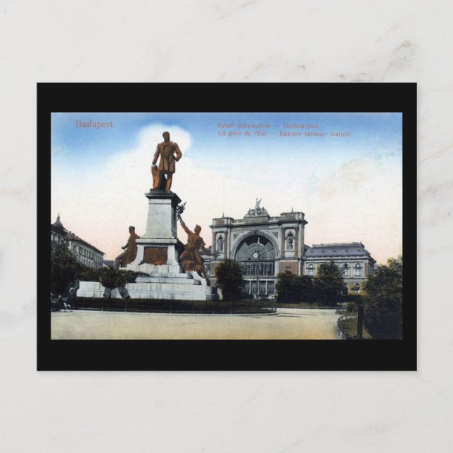Vieux carte postale - Gare de Budapest-Est (Devant)