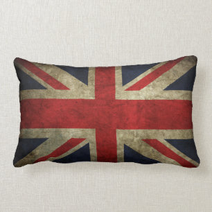 Vieux coussin britannique BRITANNIQUE fané de