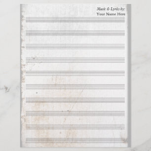 Vieux feuillet vierge rayé Musique 10 stave