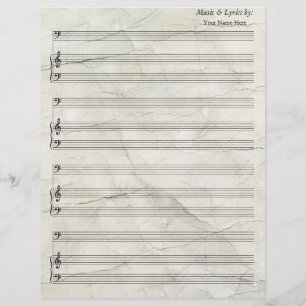 Vieux feuillet vierge vieilli Musique basse Clef