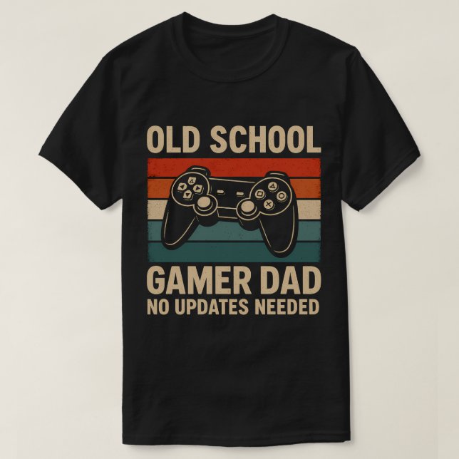 Vieux Gamer Papa Retro Contrôleur T-shirt (Design devant)