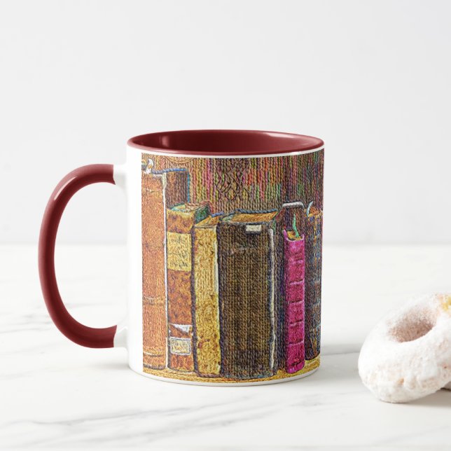 Vieux Livres Liés Au Cuir Mug (Avec donut)