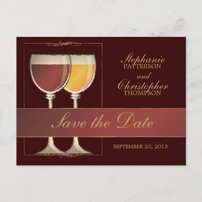 Vieux Monde Rouge & Blanc Verre Table Numéro Carte (Devant)