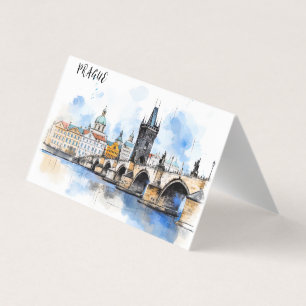 Vieux Prague, aquarelle du pont Charles
