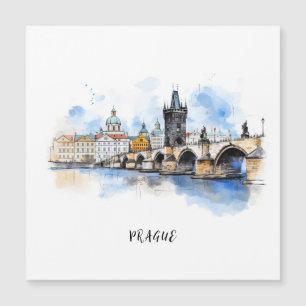 Vieux Prague, aquarelle du pont Charles