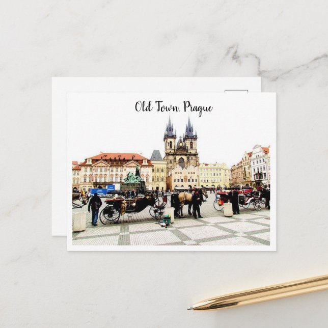Vieux Prague - Carte postale (Devant/Arrière en situation)