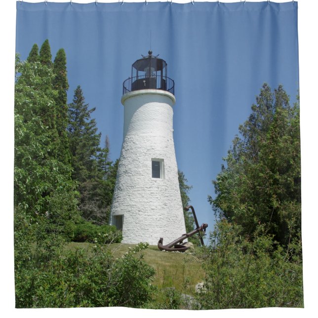 Vieux Presque Isle Lighthouse rideau de douche (Devant)