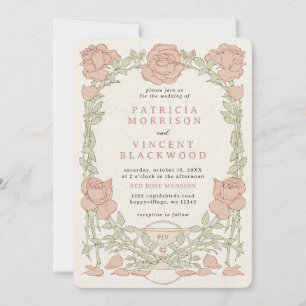 Vieux Rose de livre Faire-part de mariage