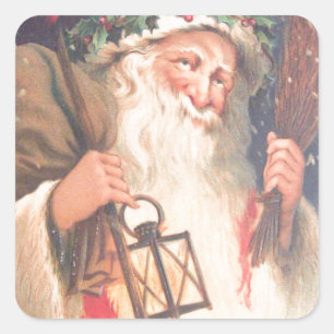 Vieux Saint Nicolas avec Sticker Vintage lanterne