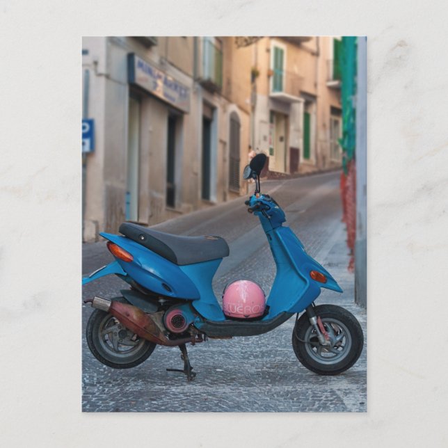 Vieux scooter en Italie | scooter bleu | Carte pos (Devant)
