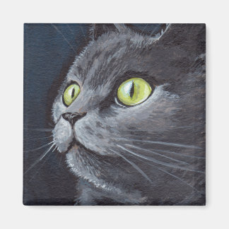 Vieux Smokey - Aimant de chat gris