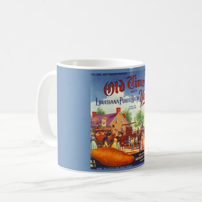 Vieux temps Yams Étiquette café Mug (Devant gauche)