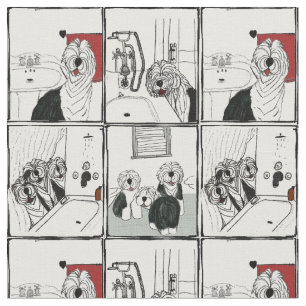 Vieux tissu anglais de salle de bains de chiens de