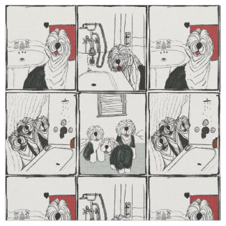 Vieux tissu anglais de salle de bains de chiens de