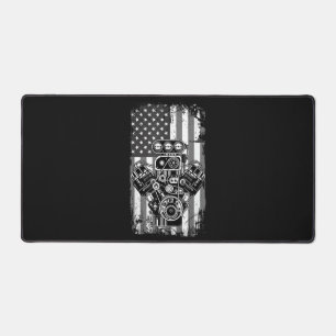 Vieux Véhicule Musclé Piston Drapeau Américain Méc